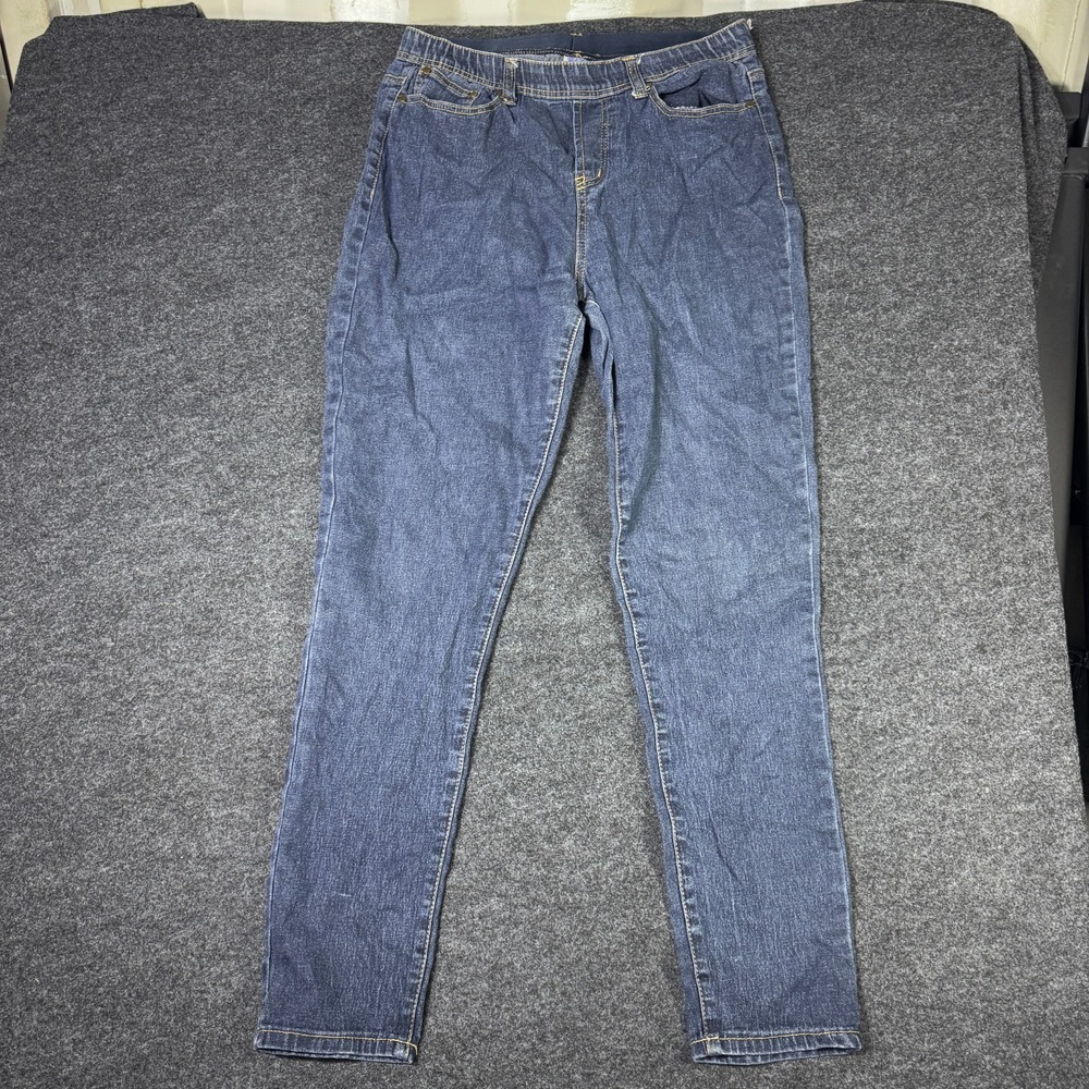 DG2 by Diane Gilman Mens MT Blue Denim Cotton Stretch Elastic Waist Skinny Leg